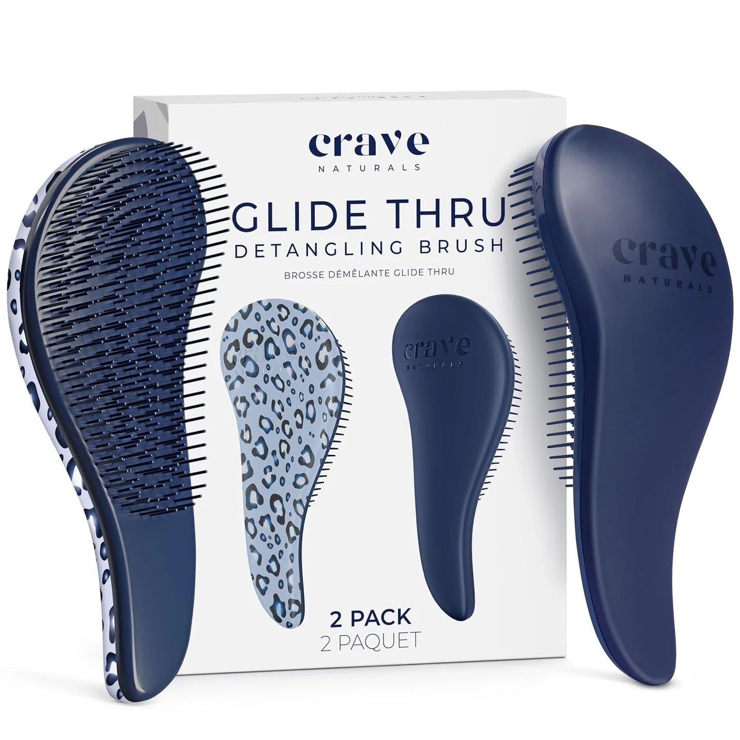 Crave Naturals Glide Thru Hair Brush - Detangler Brush for Curly, Straight, Wet or Dry Hair - Gentle Detangling Brushes for Adults, Kids, Toddlers - Hair Accessories for Women, 7.5x3" - Pink
