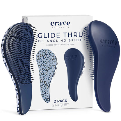 Crave Naturals Glide Thru Hair Brush - Detangler Brush for Curly, Straight, Wet or Dry Hair - Gentle Detangling Brushes for Adults, Kids, Toddlers - Hair Accessories for Women, 7.5x3" - Pink
