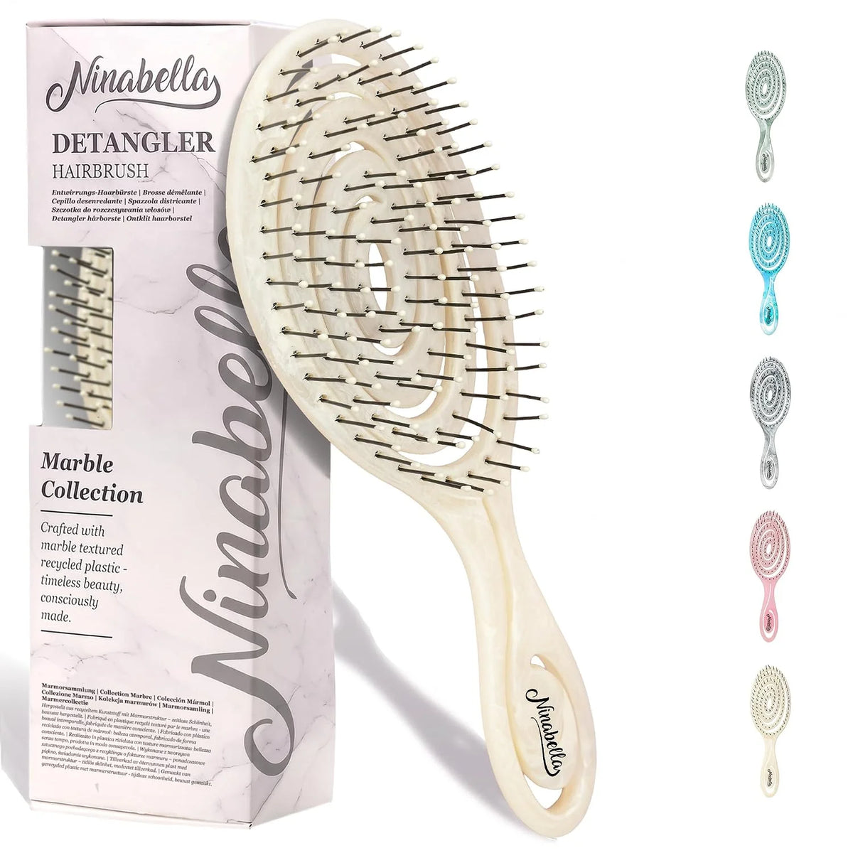 Ninabella Detangler Brush - No Tangle Hair Brush for Women, Fine, Thick and Long Hair - Hairbrush for Wet and Dry Hair, Gentle on the Scalp - Elegant Black