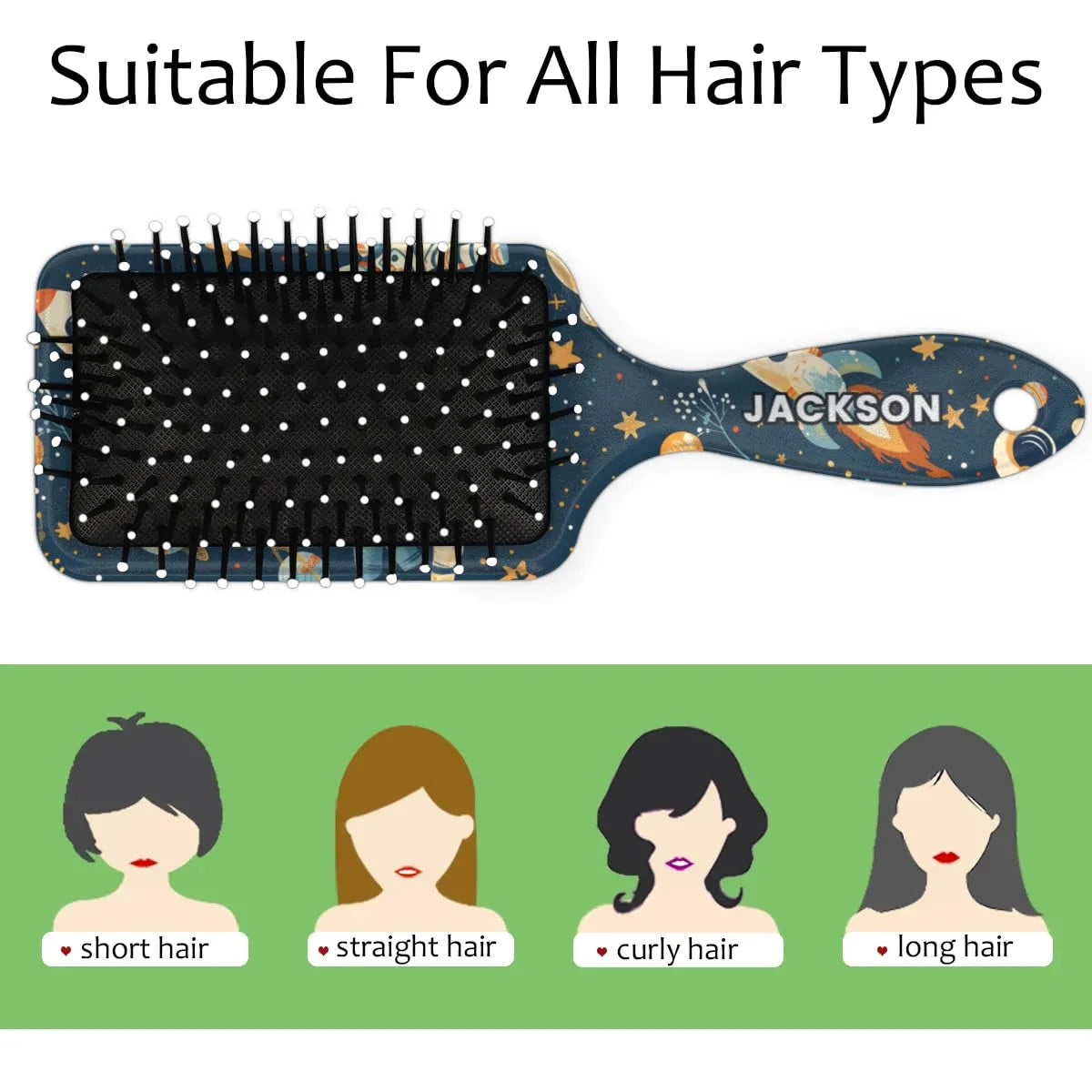 Personalized Cute Car Detangler-Hair-Brush for Kids Boys,Glides Through Tangles Comb,Custom Name Hair Brushes for All Hair Types Wet/Dry/Curly/Thick Hair,White 2