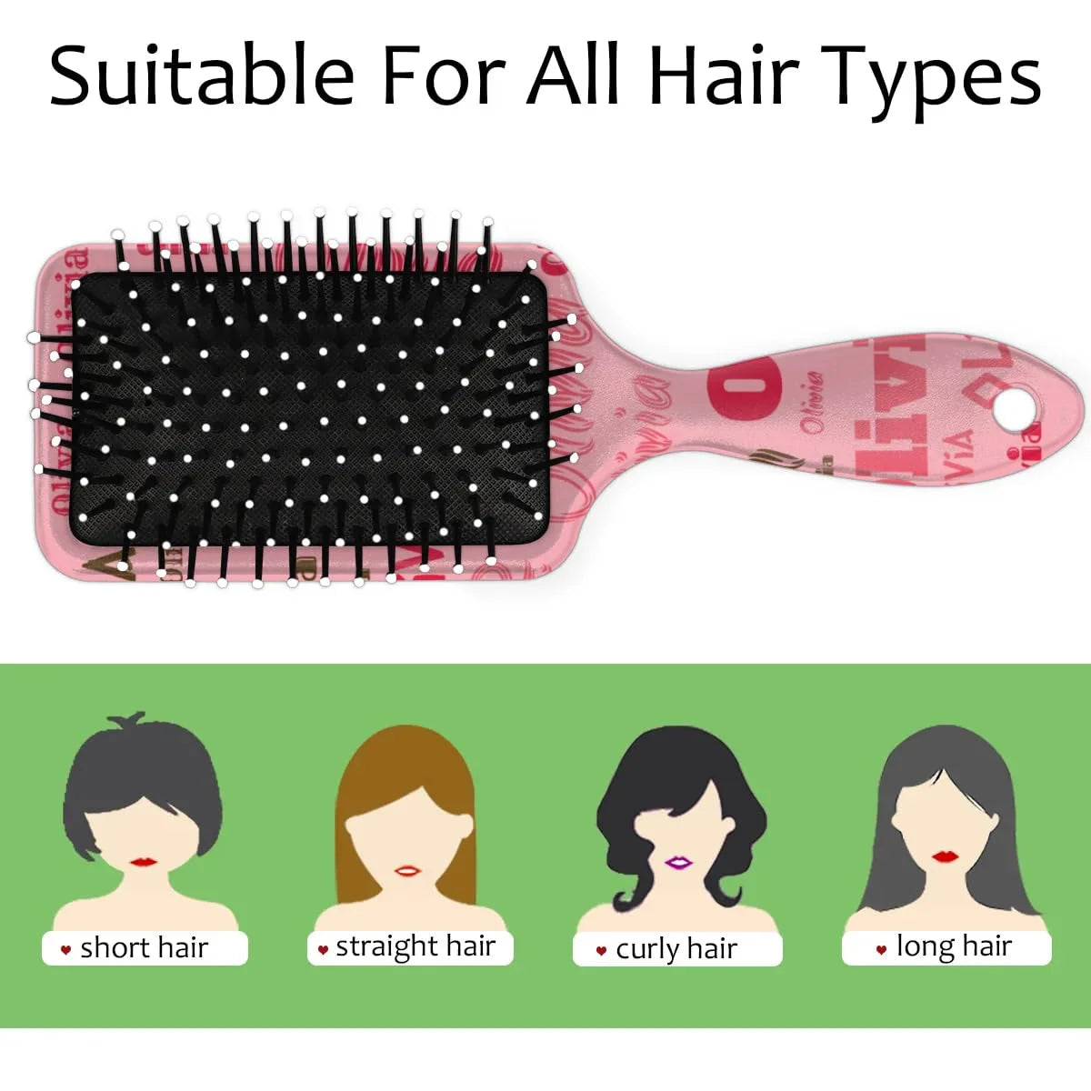 Personalized Name Hair Brush Detangler Brush Gifts for Women Man Custom Detangler-Hair-Brush Kids-Toddler-Girls for Travel All Hair Types