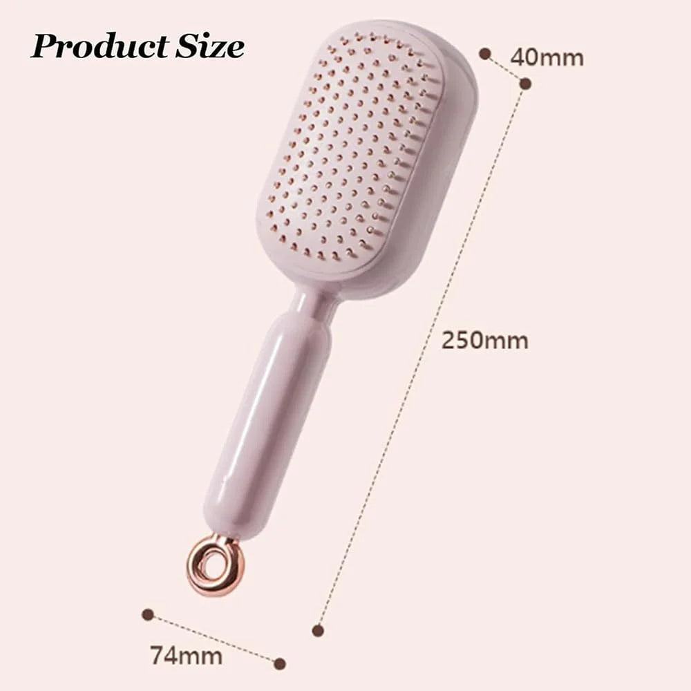 Retractable Cushion Massage Comb, 2026 New Hair Brush With Retractable Bristles Hair Comb Retractable Detangling Self Cleaning Hair Brush for Women (White)