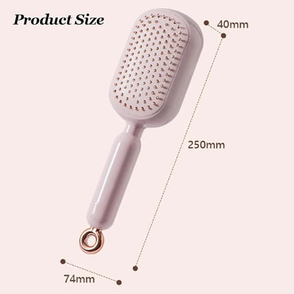 Retractable Cushion Massage Comb, 2026 New Hair Brush With Retractable Bristles Hair Comb Retractable Detangling Self Cleaning Hair Brush for Women (White)