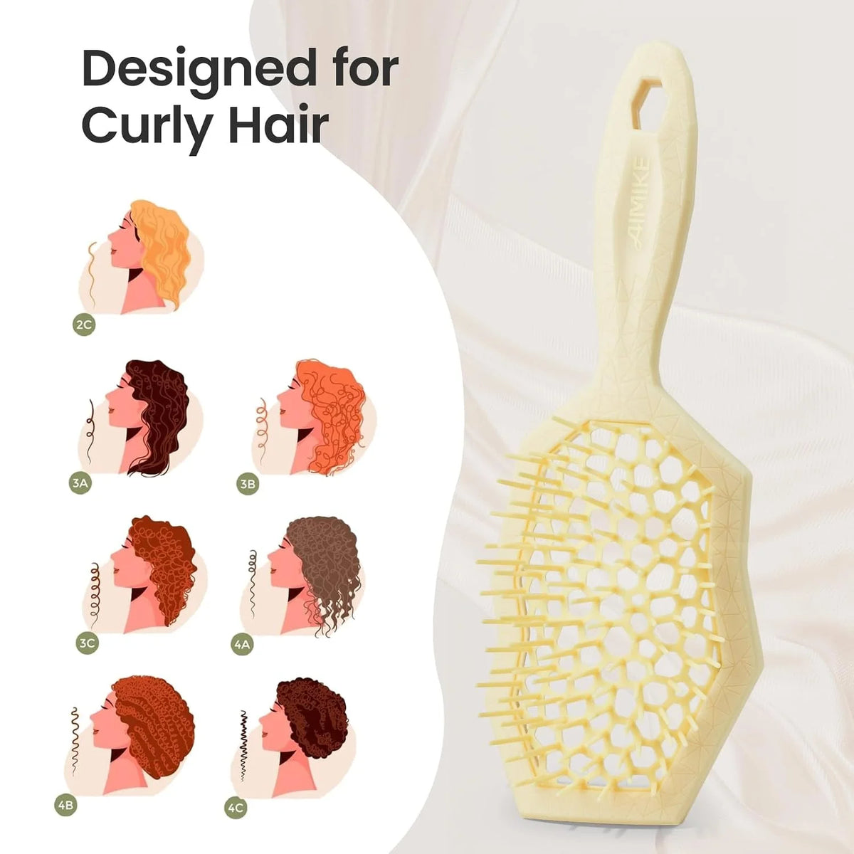 AIMIKE Glacier Detangler Brush for Curly Hair, Wet & Dry Hair Brush