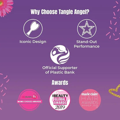 Detangling Hair Brush - Anti Static Angel Wing Hair Brush with Soft & Flexible Bristle for Straight & Wavy Hair - Tangle Angel Hair Detangler Brushes for Blow Drying & Shower - Two Tone Lilac Ivory