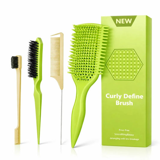 Detangler Brush for Curly Hair, Lightweight Curly Hair Brush with Vented Design for Easy Glide, Effortlessly Detangles Without Pulling or Snagging, Suitable for All Wet and Dry Hair Types (Green)