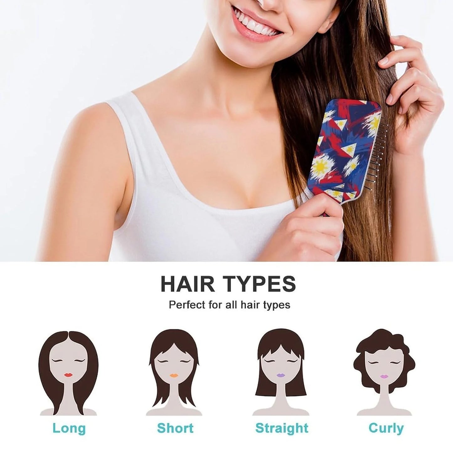 Air Cushion Comb for Massage Japanese Ocean Wave Fish Koifish Art, For Curly Long Thick Straight Hair, Women Girls Ladies