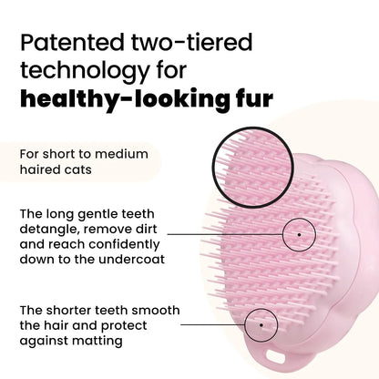 Pet Teezer Cat Brush for De-Shedding Short to Medium Fur, Millennial Pink