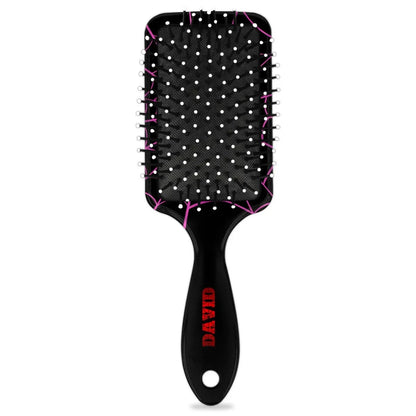Personalized-Kids-Hair-Brush for Boy Girls Custom Gift Detangler Brush Soft Bristle Hair Brushes Travel Hair Brush for All Hair Types Christmas Hallowmas Spider Web Sliver Dot