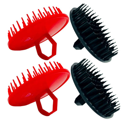 G.B.S Easy to Hold Hair Scalp Shampoo Brush Scrubber, 4 Black, 4 Red, Pack of 8