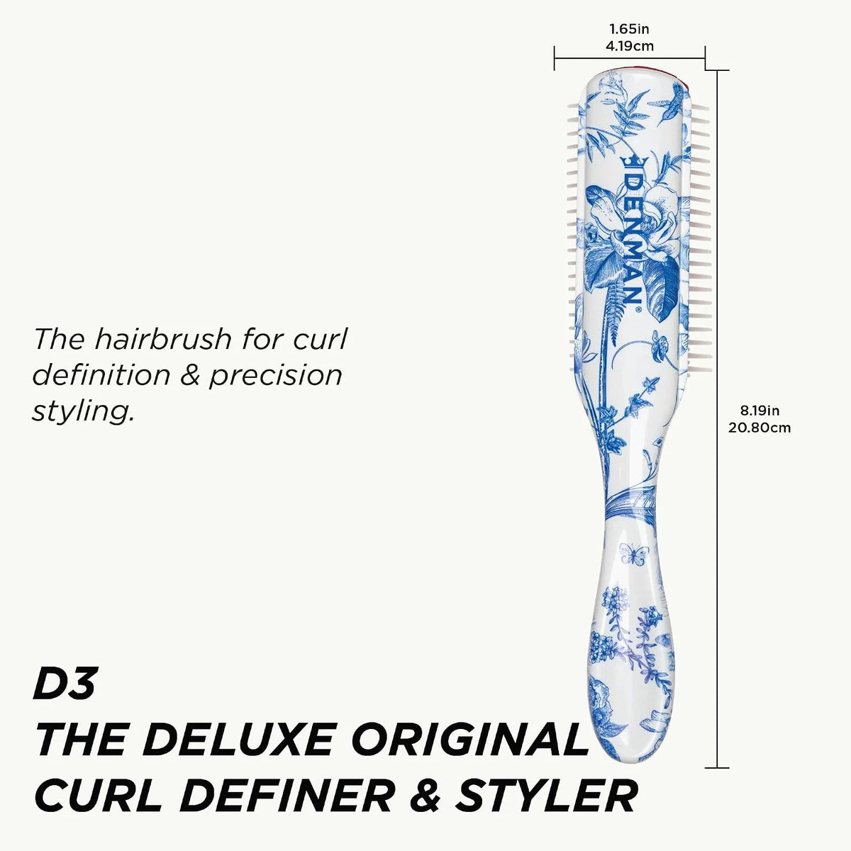 Denman D3 Original Curl Definer & Styler, Curly Hair Brush for Women & Men – 7 Row Detangling & Curl Defining Brush for Smooth Defined Curls - a precision Styling Brush for straight hair