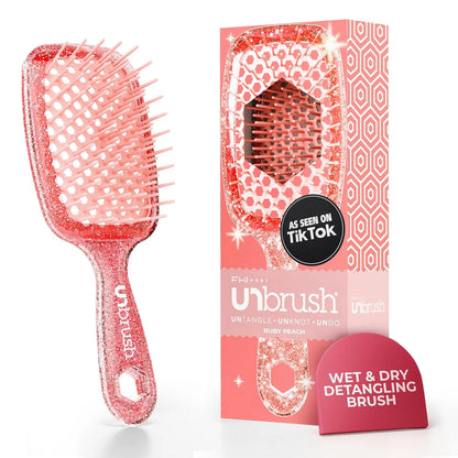 FHI Heat UNbrush Detangling Brush for Pain-Free Brushing on All Wet or Dry Hair Types — Durable DuoFlex Anti-Static Bristles, Lightweight Handle, Vented Hair Brush