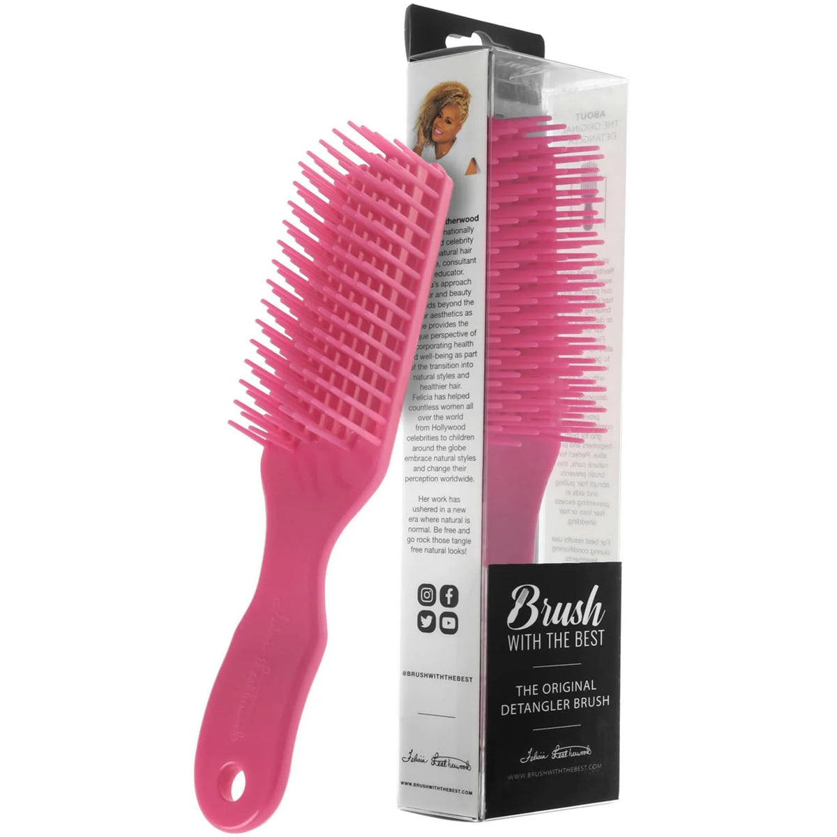 Yellow Detangler Brush by Felicia Leatherwood - For Kinky, Curly, Wavy 4c or Straight Hair - Tame Your Tangles Smooth Your Coils - Pain Free for All Ages