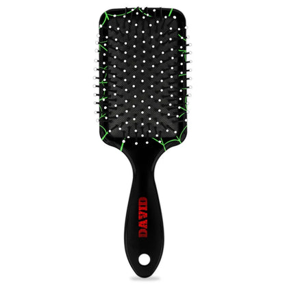 Personalized-Kids-Hair-Brush for Boy Girls Custom Gift Detangler Brush Soft Bristle Hair Brushes Travel Hair Brush for All Hair Types Christmas Hallowmas Spider Web Sliver Dot