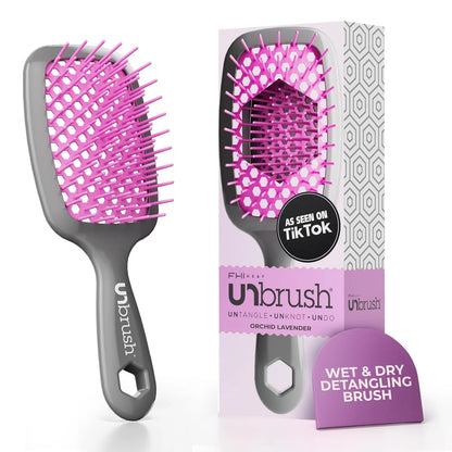 FHI Heat UNbrush Detangling Brush for Pain-Free Brushing on All Wet or Dry Hair Types — Durable DuoFlex Anti-Static Bristles, Lightweight Handle, Vented Hair Brush