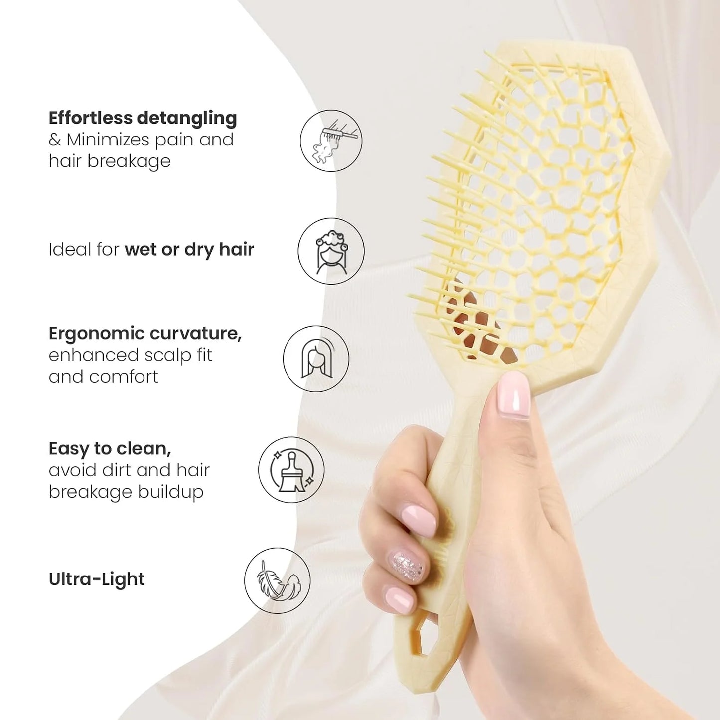 AIMIKE Glacier Detangler Brush for Curly Hair, Wet & Dry Hair Brush