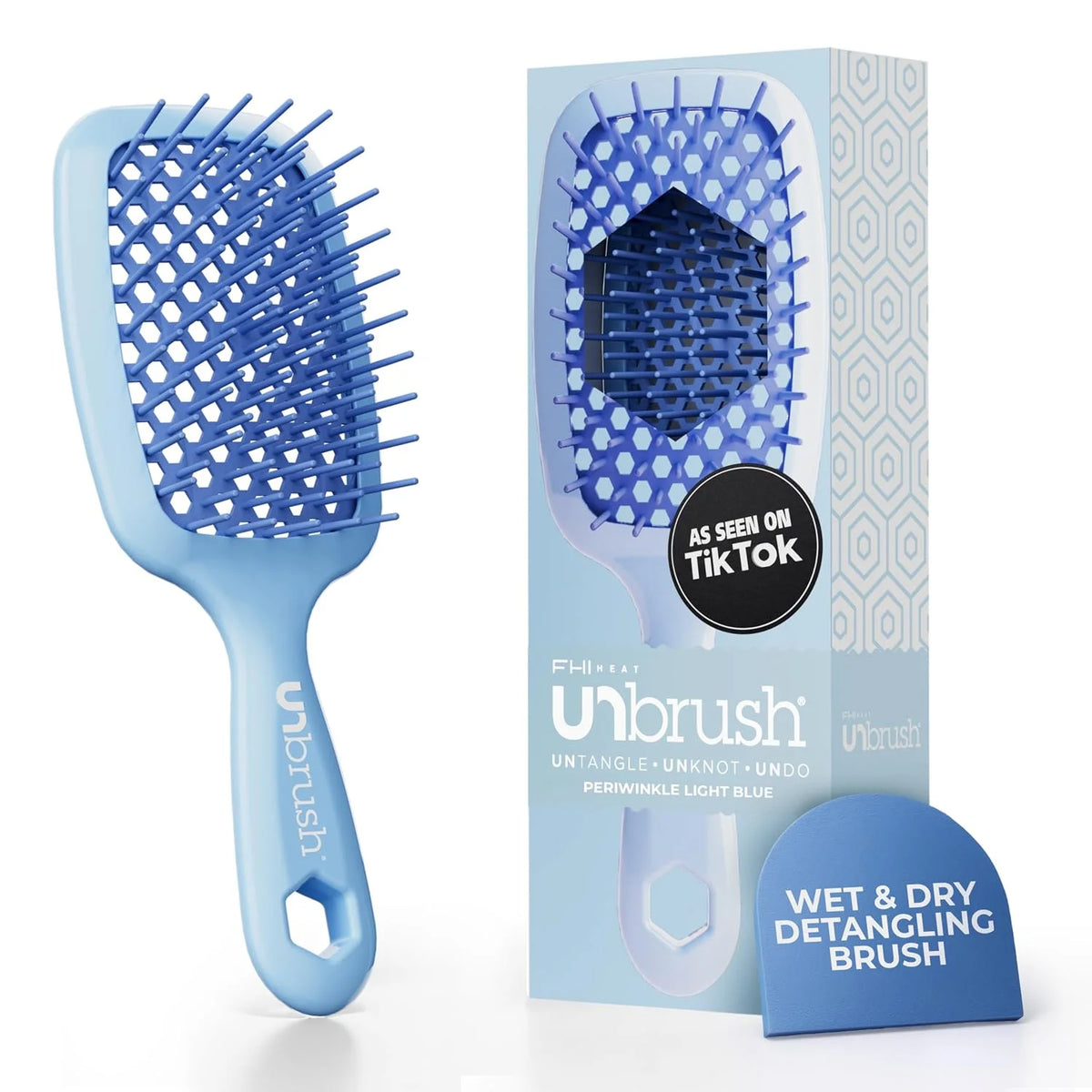 FHI Heat UNbrush Detangling Brush for Pain-Free Brushing on All Wet or Dry Hair Types — Durable DuoFlex Anti-Static Bristles, Lightweight Handle, Vented Hair Brush
