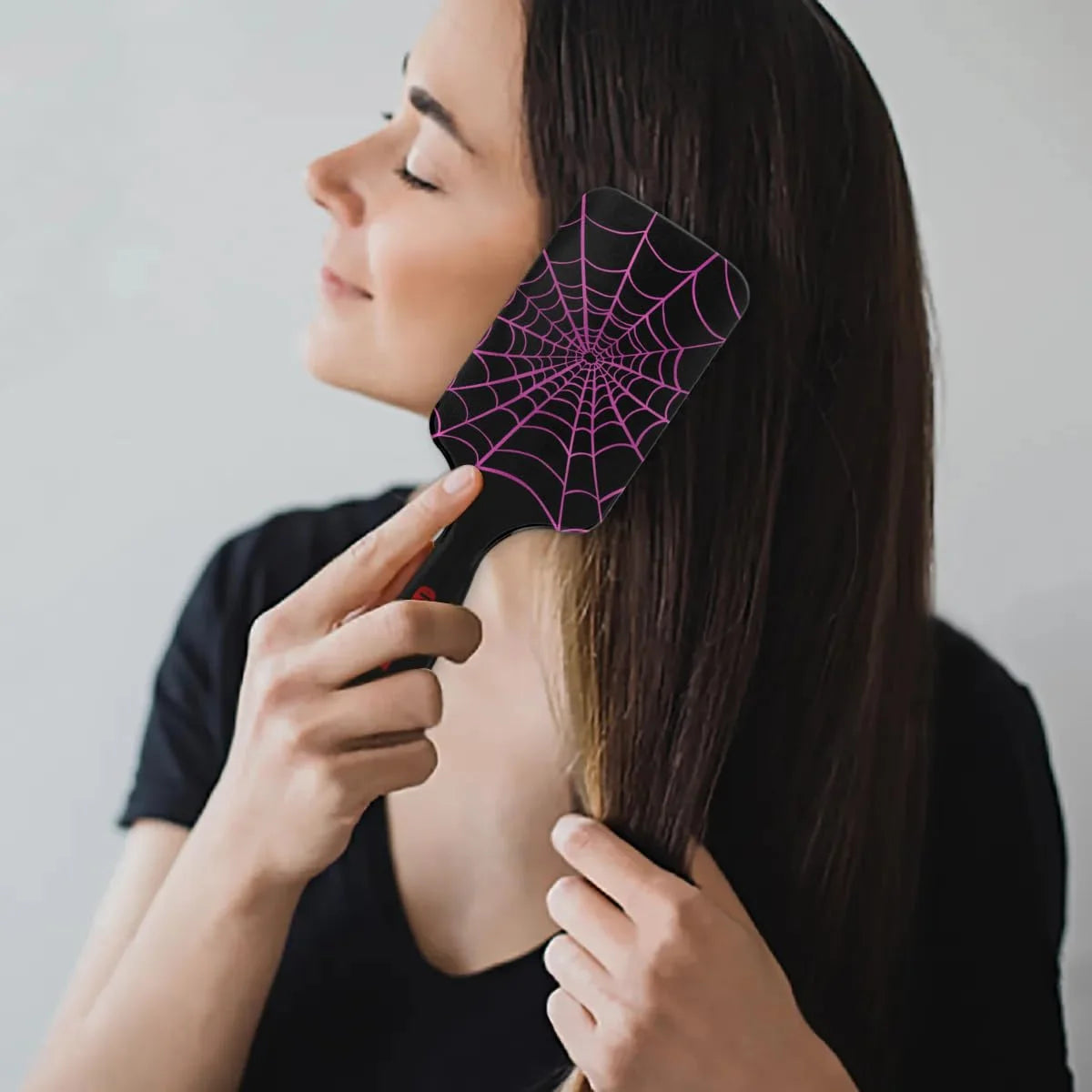 Personalized-Kids-Hair-Brush for Boy Girls Custom Gift Detangler Brush Soft Bristle Hair Brushes Travel Hair Brush for All Hair Types Christmas Hallowmas Spider Web Sliver Dot