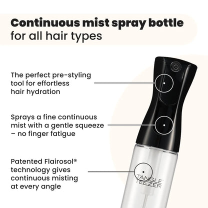 TANGLE TEEZER Fine Mist Spray Bottle, Refillable, 10.1 oz, Black