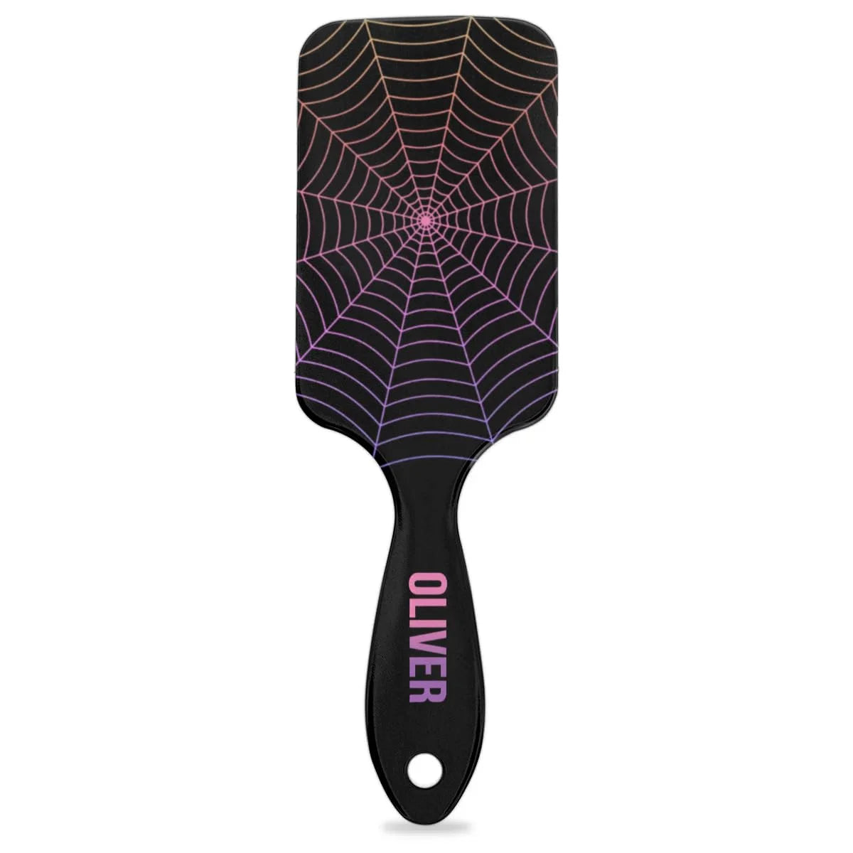 Personalized-Kids-Hair-Brush for Boy Girls Custom Gift Detangler Brush Soft Bristle Hair Brushes Travel Hair Brush for All Hair Types Christmas Hallowmas Spider Web Sliver Dot