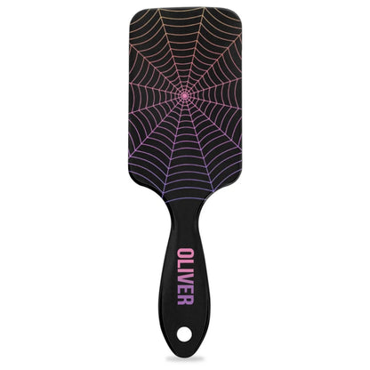 Personalized-Kids-Hair-Brush for Boy Girls Custom Gift Detangler Brush Soft Bristle Hair Brushes Travel Hair Brush for All Hair Types Christmas Hallowmas Spider Web Sliver Dot