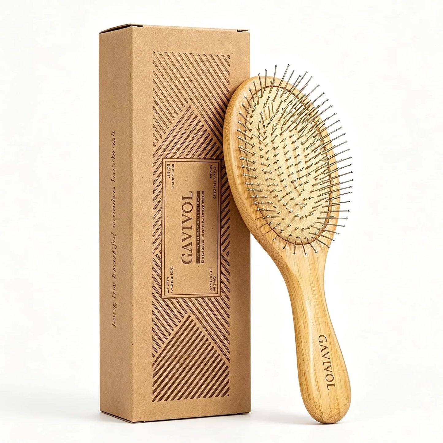 Bamboo Hair Brush for Men & Women – Natural Scalp Massager with Steel Bristles, Promotes Hair Growth, Anti-Static & Travel-Friendly, Wet Brush & Detangler (Kids/Adults)