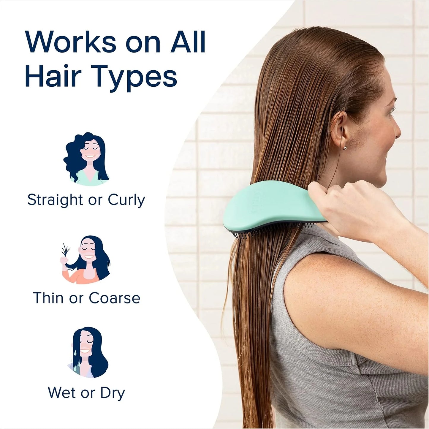 Crave Naturals Glide Thru Hair Brush - Detangler Brush for Curly, Straight, Wet or Dry Hair - Gentle Detangling Brushes for Adults, Kids, Toddlers - Hair Accessories for Women, 7.5x3" - Pink