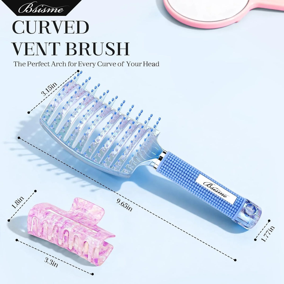 Hair Brush, Professional Curved Vented Brush with 25MM Bristles for Faster Blow Drying, Detangling for Wet Dry Hair, Paddle Brush for Thick Curly Straight Hair for Women & Men