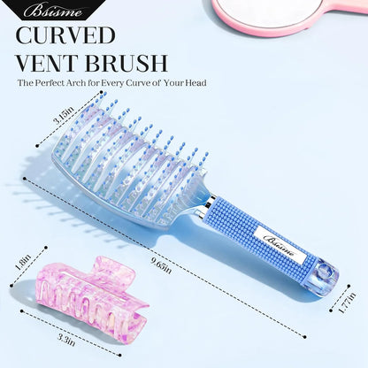 Hair Brush, Professional Curved Vented Brush with 25MM Bristles for Faster Blow Drying, Detangling for Wet Dry Hair, Paddle Brush for Thick Curly Straight Hair for Women & Men