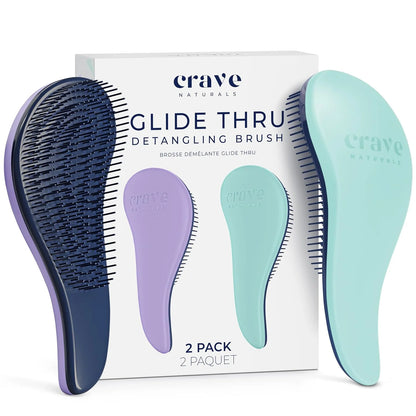 Crave Naturals Glide Thru Hair Brush - Detangler Brush for Curly, Straight, Wet or Dry Hair - Gentle Detangling Brushes for Adults, Kids, Toddlers - Hair Accessories for Women, 7.5x3" - Pink