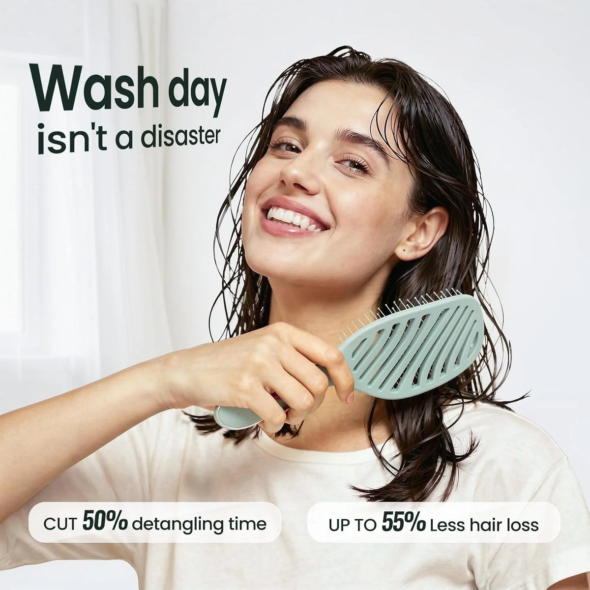 AIMIKE Paddle Hairbrush for Women & Kids Fine Hair, Wet & Dry