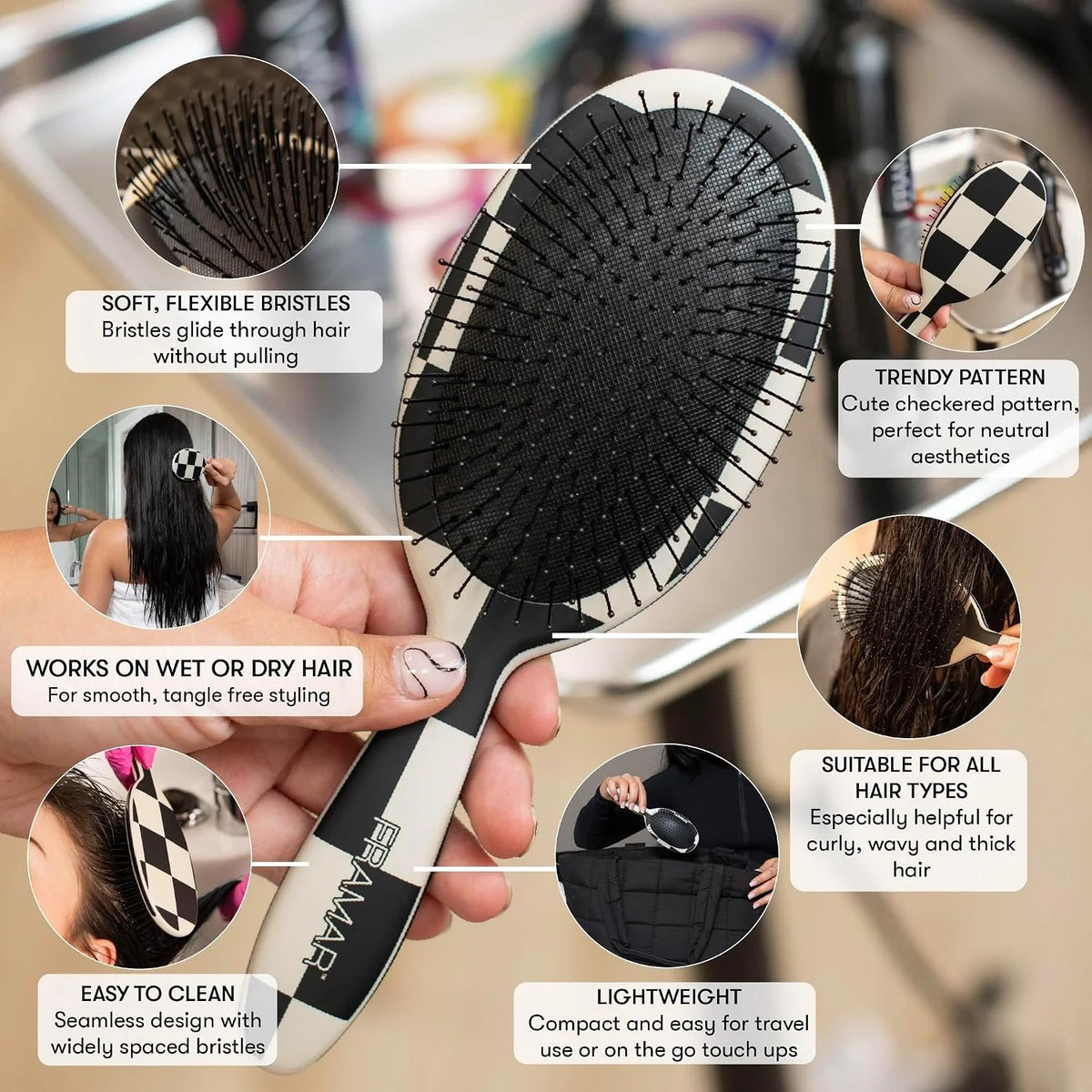 FRAMAR Wet Hair Brush Detangler, Detangling Hairbrush For Women – Giraffe