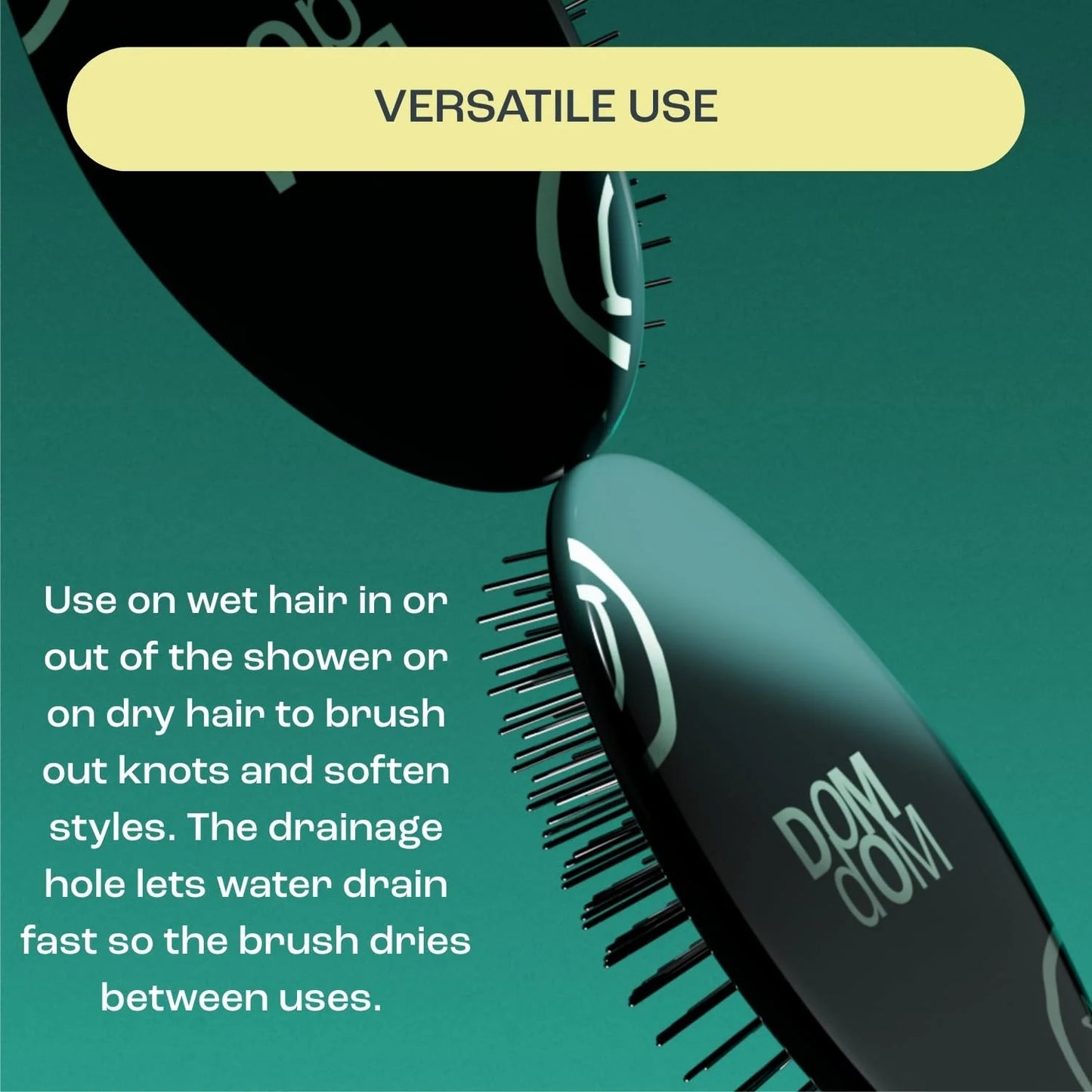 Dom Dom Detangling Brush, Dry & Wet Detangler, All Hair Types, Green Stars