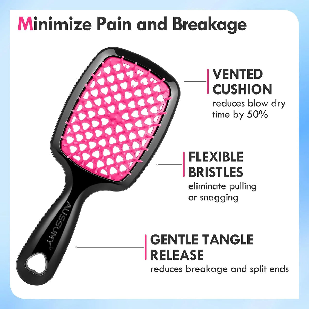 4 Pack Vented Detangling Hair Brush - Detangler Hairbrush with Soft Bristles for Effortless Tangle Free - Ideal for Wet Dry or Curly Damaged Hair for Women Men Kids