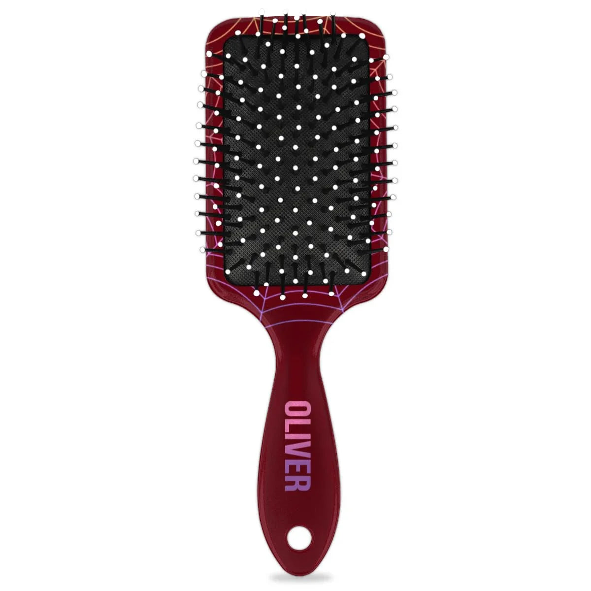 Personalized-Kids-Hair-Brush for Boy Girls Custom Gift Detangler Brush Soft Bristle Hair Brushes Travel Hair Brush for All Hair Types Christmas Hallowmas Spider Web Sliver Dot