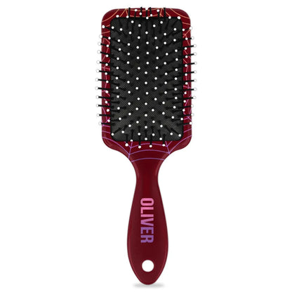 Personalized-Kids-Hair-Brush for Boy Girls Custom Gift Detangler Brush Soft Bristle Hair Brushes Travel Hair Brush for All Hair Types Christmas Hallowmas Spider Web Sliver Dot