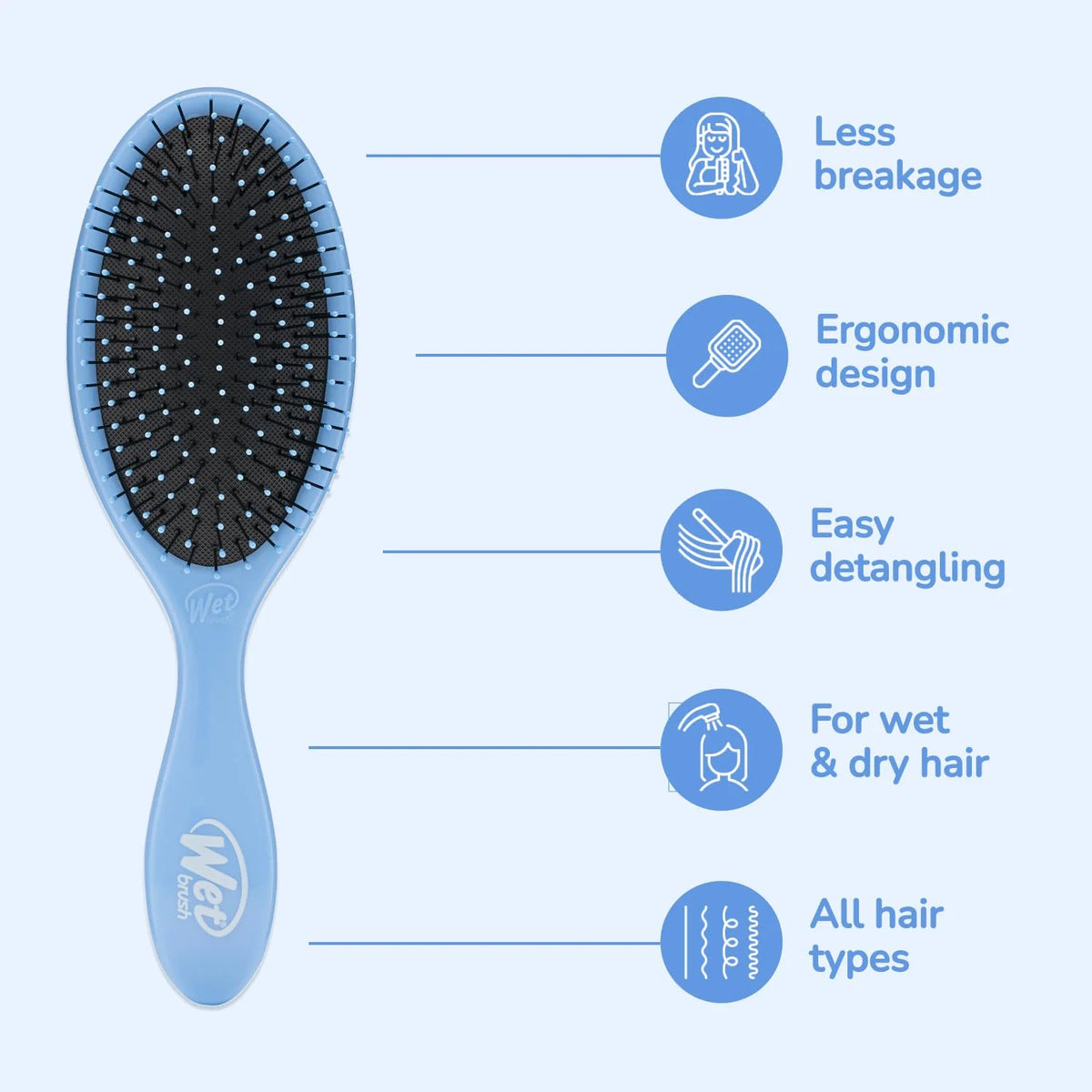 Wet Brush Original Detangler Hair Brush, Purple, For All Hair Textures