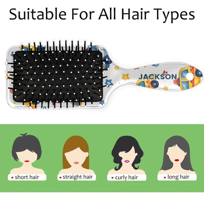 Personalized Cute Car Detangler-Hair-Brush for Kids Boys,Glides Through Tangles Comb,Custom Name Hair Brushes for All Hair Types Wet/Dry/Curly/Thick Hair,White 2