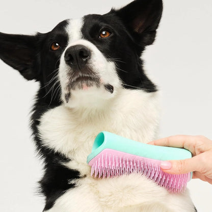 Pet Teezer by Tangle Teezer De-Shedding Dog Grooming Brush, Dry Brush or Dog Bath Brush for Wet or Dry Fur, Large, Mint & Pink