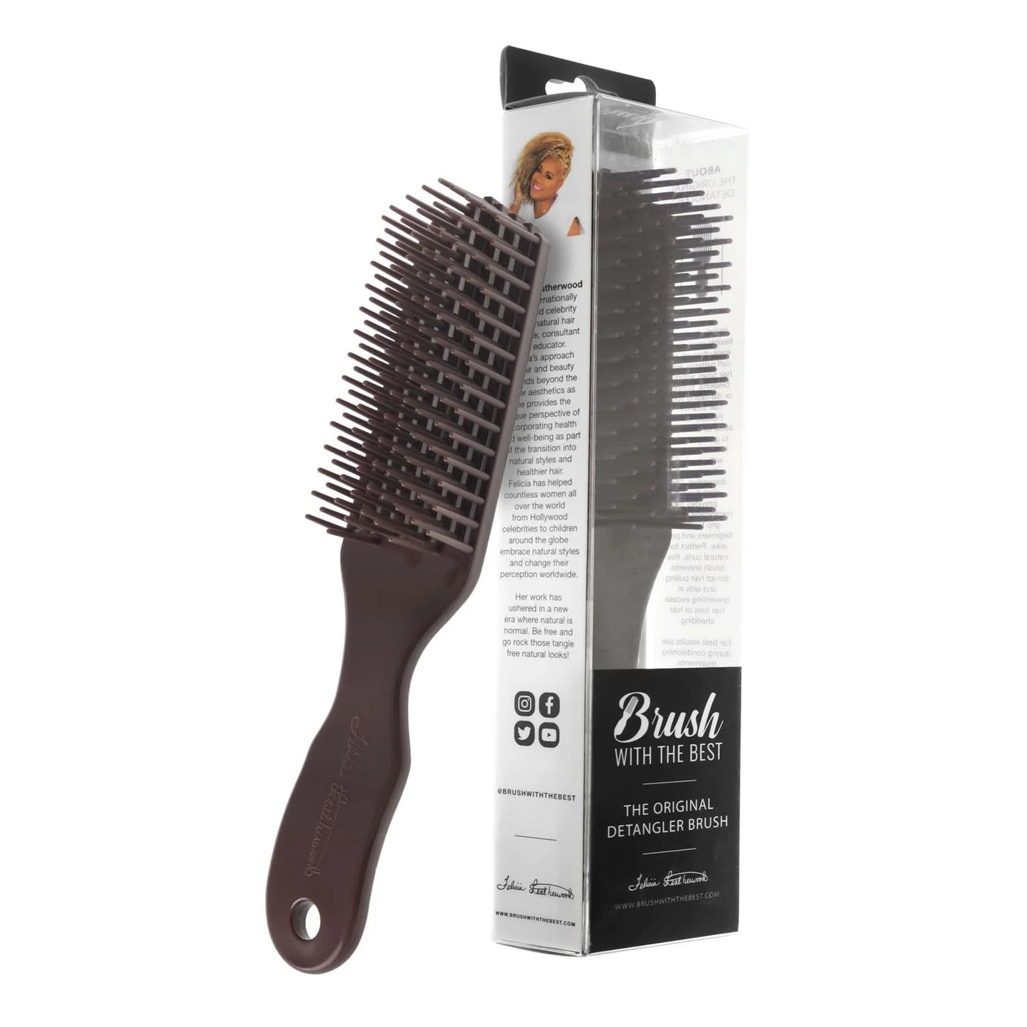 Yellow Detangler Brush by Felicia Leatherwood - For Kinky, Curly, Wavy 4c or Straight Hair - Tame Your Tangles Smooth Your Coils - Pain Free for All Ages