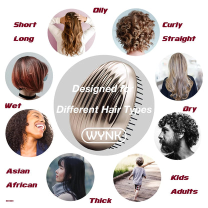 WYNK Mini Travel Detangling Hairbrush Detangler with Cover, Champagne Gold