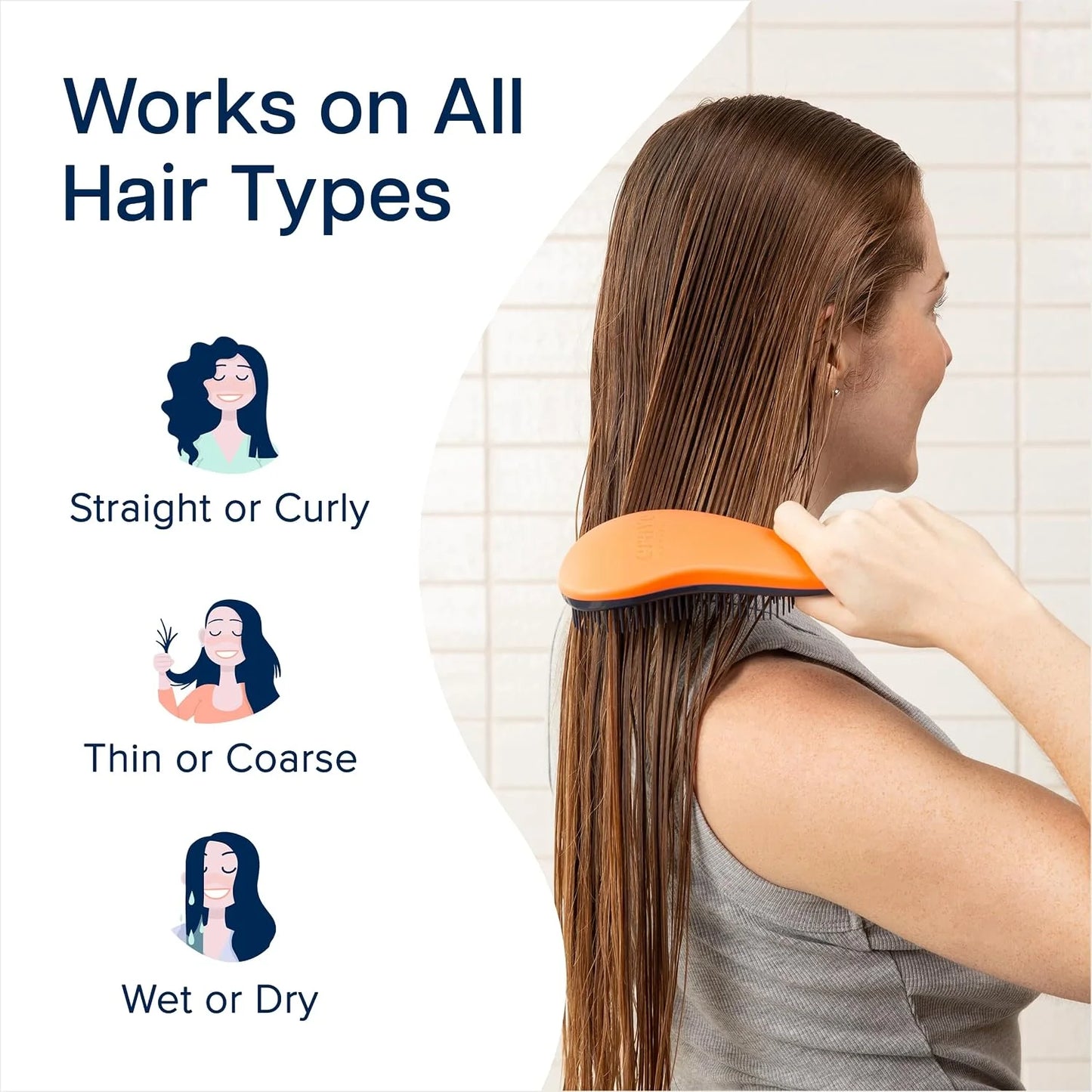 Crave Naturals Glide Thru Hair Brush - Detangler Brush for Curly, Straight, Wet or Dry Hair - Gentle Detangling Brushes for Adults, Kids, Toddlers - Hair Accessories for Women, 7.5x3" - Pink