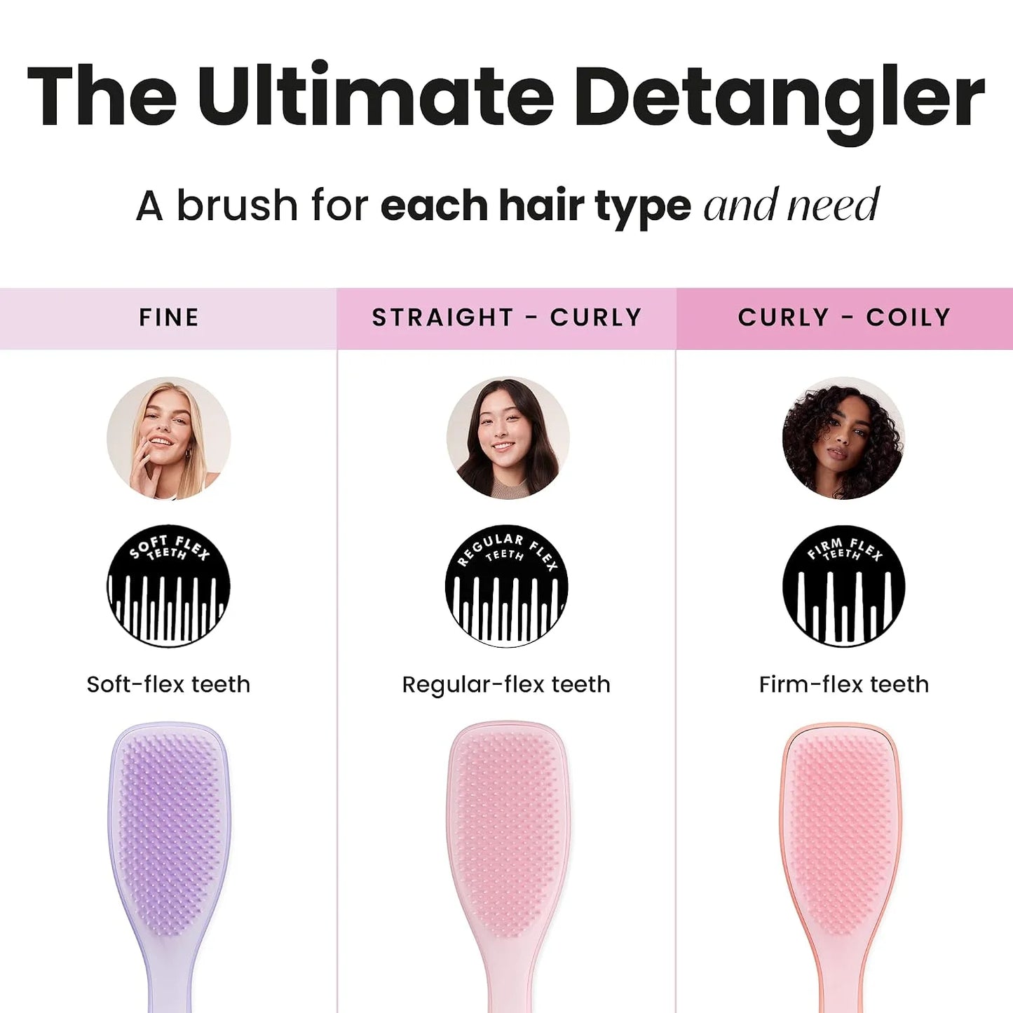 Tangle Teezer Fine and Fragile Ultimate Detangler Hairbrush for Coloured, Fine & Thin Hair - Two-Tiered Soft Flex Teeth Reduce Breakage & Pulling - Gentle on Delicate Hair - Hypnotic Heather