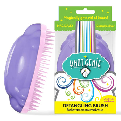 Knot Genie Detangling Hair Brush for Kids (Peaceful Purple) | Original Size | Perfect Detangling Brush for Curly Hair, Gently Separate Tangles, Leaves Hair Smooth and Shiny