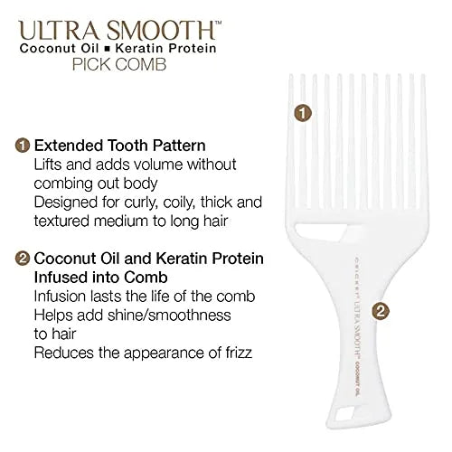 Cricket Ultra Smooth Coconut Conditioning Comb – Infused with Coconut Oil & Keratin for Frizz-Free Shine and Hydration, Ideal for Mid-Length, Thick, and Textured Hair
