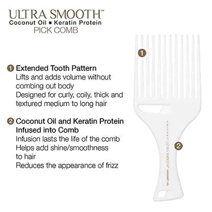 Cricket Ultra Smooth Coconut Conditioning Comb – Infused with Coconut Oil & Keratin for Frizz-Free Shine and Hydration, Ideal for Mid-Length, Thick, and Textured Hair