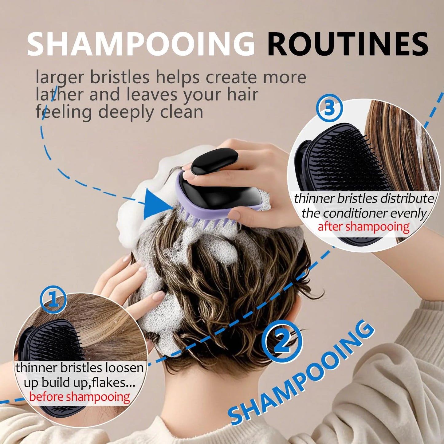 Scalp Scrubber Massager Shampoo Brush,Exfoliator for Dandruff & Hair Growth