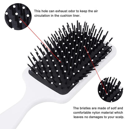 Women Girls Ladies Hair Brush Purple Black Buffalo Check Plaid Pattern, Paddle Brush for Detangling Scalp Massage, Cushion Hairbrush for Long Thick Curly Hair