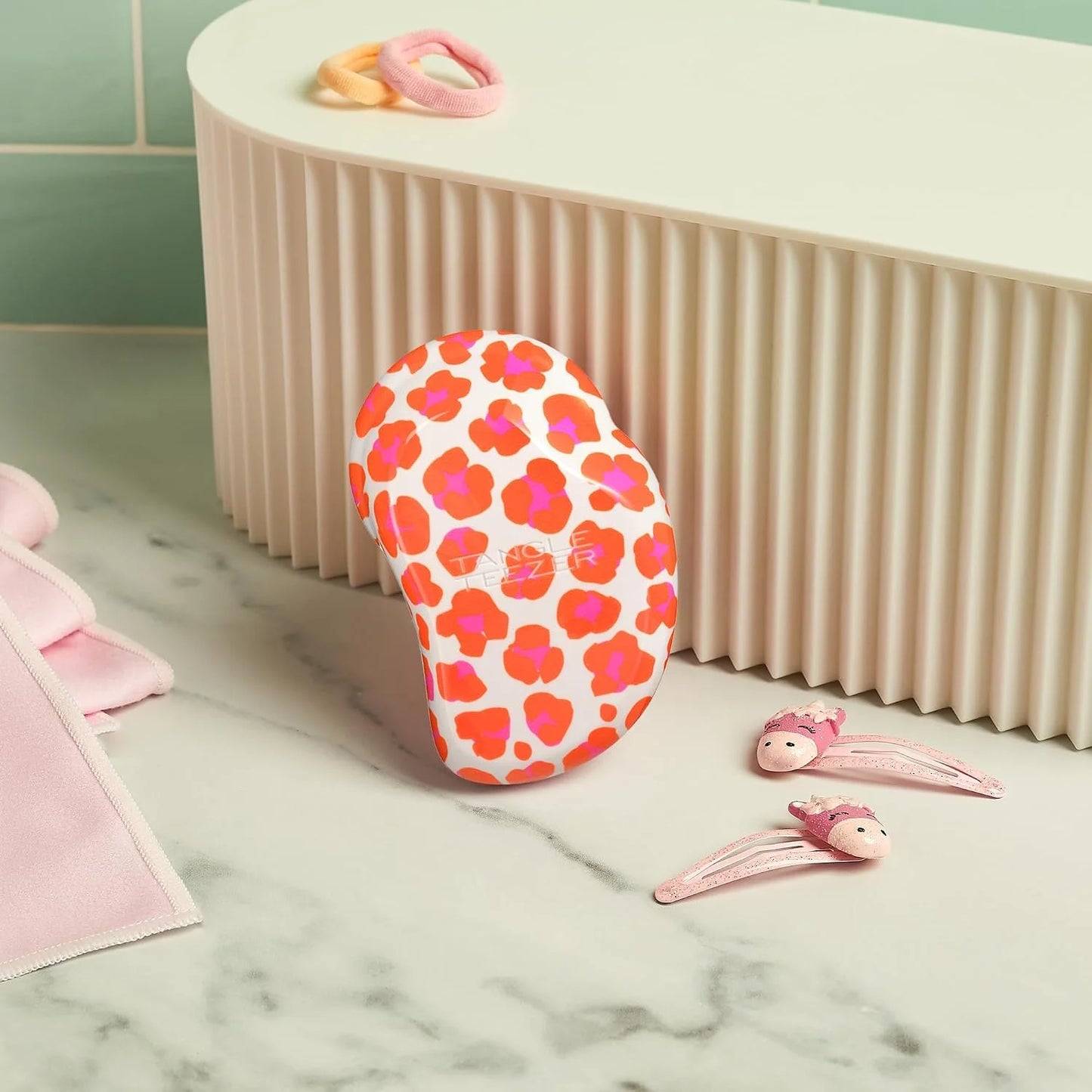 Tangle Teezer |The Original Mini Detangling Hairbrush | Palm Size Perfect for Kids & Travelling | Ideal for Wet & Dry Hair |Reduces Flyaways | Orange Safari