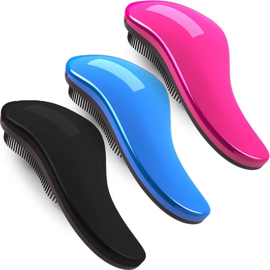 79STYLE 3Pcs Detangler Brush for Tangle-Free, No-Knot Glide Thru Hair - Kids & Women's Curly Hair Detangling Brush Comb (3 Colored 7.4 Inch - Pink)
